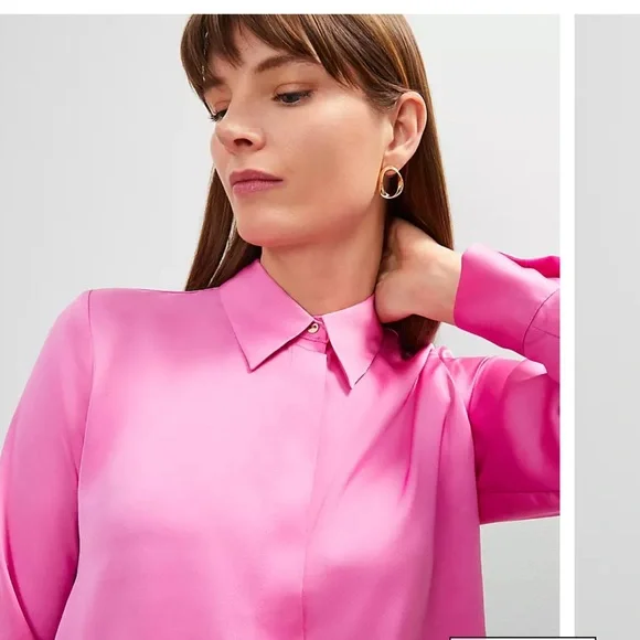 NWT Super Stylish & Elegant Satin Pink Women's Blouse! - Picture 3 of 3